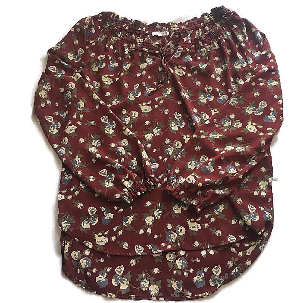 Pleione sheer long sleeve blouse with string tie